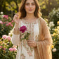 Anaita Brown & White Gimmy Chu Readymade Suit with Embroidery & Moti Work