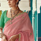 Anaita Pink Embroidery Work Saree With Jacquard Work Blouse Piece
