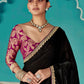 Anaita Black Embroidery Work Saree With Jacquard Work Blouse Piece