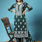 HOUSE OF KARI Women Green Floral Embroidered Chikankari Kurta with Palazzos | Swadesiicart