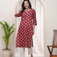 Vaasva Women Maroon Cotton Printed Straight Kurti | Swadesiicart