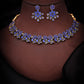 Tehzeeb Creations Luxurious Gold Polished Blue Colour Diamond Choker Necklace Set With Matching Earrings - Swadesiicart