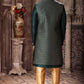 Raivat Ethnic Banarasi Jacquard and Art Silk Embroidery Work 3 Pcs Indo Jacket Set In Green Colour | Swadesiicart