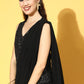 Juniper Women Black Georgette Embellished Saree Style Dress | Swadesiicart