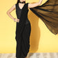 Juniper Women Black Georgette Embellished Saree Style Dress | Swadesiicart