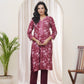 Vaasva Women Magenta Cotton Printed Straight Kurti - Swadesiicart