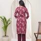 Vaasva Women Magenta Cotton Printed Straight Kurti - Swadesiicart