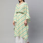 Ahalyaa Women Green Crepe Digital Printed Flared Sleeve Kaftan Kurta | Swadesiicart