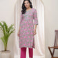 Vaasva Women Grey Cotton Printed Straight Kurti - Swadesiicart