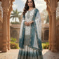 Anaita Blue & White Georgette Readymade Suit with Embroidery & Sequence Work