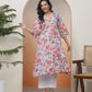 Vaasva Women Peach Floral Cotton Printed Flare Kurti | Swadesiicart