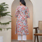Vaasva Women Peach Floral Cotton Printed Flare Kurti | Swadesiicart