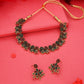 Tehzeeb Creations Luxurious Gold Polished Maroon & Green Colour Diamond Choker Necklace Set With Matching Earrings - Swadesiicart