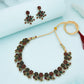 Tehzeeb Creations Luxurious Gold Polished Maroon & Green Colour Diamond Choker Necklace Set With Matching Earrings - Swadesiicart