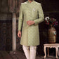 Raivat Ethnic Banarasi Jacquard Woven Work Indo Western Sherwani In Green Colour | Swadesiicart