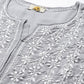 ADA Women Plus Size Grey Floral Embroidered Chikankari Kurta | Swadesiicart
