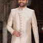 Raivat Ethnic Banarasi Jacquard Woven Work Indo Western Sherwani In Cream Colour | Swadesiicart