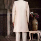 Raivat Ethnic Banarasi Jacquard Woven Work Indo Western Sherwani In Cream Colour | Swadesiicart