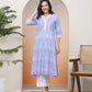 Vaasva Women Lavender Floral Cotton Printed Flare Kurti - Swadesiicart