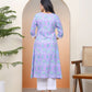 Vaasva Women Lavender Floral Cotton Printed Flare Kurti - Swadesiicart