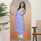 Vaasva Women Lavender Floral Cotton Printed Flare Kurti - Swadesiicart