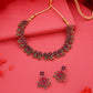 Tehzeeb Creations Luxurious Gold Polished Pink Colour Diamond Choker Necklace Set With Matching Earrings - Swadesiicart