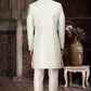 Raivat Ethnic Banarasi Jacquard Woven Work Indo Western Sherwani In Pista Green Colour | Swadesiicart