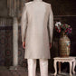 Raivat Ethnic Banarasi Jacquard Woven Work Indo Western Sherwani In Light Grey Colour | Swadesiicart