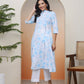 Vaasva Women White Floral Cotton Printed Flare Kurti | Swadesiicart