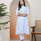 Vaasva Women White Floral Cotton Printed Flare Kurti | Swadesiicart