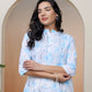 Vaasva Women White Floral Cotton Printed Flare Kurti | Swadesiicart