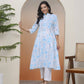 Vaasva Women White Floral Cotton Printed Flare Kurti | Swadesiicart