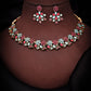 Tehzeeb Creations Luxurious Gold Polished Pink & Sky Blue Colour Diamond Choker Necklace Set With Matching Earrings - Swadesiicart