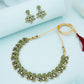 Tehzeeb Creations Luxurious Gold Polished Sea Green Colour Diamond Choker Necklace Set With Matching Earrings - Swadesiicart