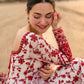 Anaita Red & White Faux Georgette Readymade Suit with Embroidery & Tassels attached