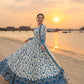 Anaita Blue & White Faux Georgette Readymade Suit with Embroidery & Tassels attached
