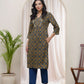 Vaasva Blue Ajrakh Cotton Printed Gathered Kurti - Swadesiicart