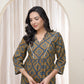 Vaasva Blue Ajrakh Cotton Printed Gathered Kurti - Swadesiicart