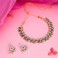 Tehzeeb Creations Luxurious Gold Polished White Colour Diamond Choker Necklace Set With Matching Earrings - Swadesiicart