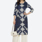 Biba Women Navy Blue & White Ethnic Motifs Printed Kurta - Swadesiicart