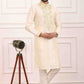 Raivat Ethnic Art Banarasi Silk Thread Work Kurta Pajama In Cream Colour | Swadesiicart
