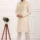 Raivat Ethnic Art Banarasi Silk Thread Work Kurta Pajama In Cream Colour | Swadesiicart