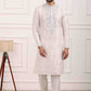 Raivat Ethnic Art Banarasi Silk Thread Work Kurta Pajama In Off White Colour | Swadesiicart