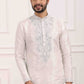 Raivat Ethnic Art Banarasi Silk Thread Work Kurta Pajama In Off White Colour | Swadesiicart