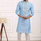 Raivat Ethnic Art Banarasi Silk Thread Work Kurta Pajama In Sky Blue Colour | Swadesiicart