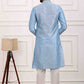 Raivat Ethnic Art Banarasi Silk Thread Work Kurta Pajama In Sky Blue Colour | Swadesiicart