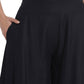 Juniper Women Black Rayon Solid Flared Palazzo | Swadesiicart