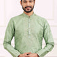Raivat Ethnic Art Banarasi Silk Thread Work Kurta Pajama In Pista Green Colour | Swadesiicart