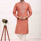 Raivat Ethnic Art Banarasi Silk Thread Work Kurta Pajama In Rust Pink Colour | Swadesiicart