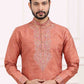 Raivat Ethnic Art Banarasi Silk Thread Work Kurta Pajama In Rust Pink Colour | Swadesiicart